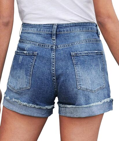 Sexyshine Women's High Waist Distressed Casual Cut Off Ripped Jeans Denim Shorts in Saudi Arabia