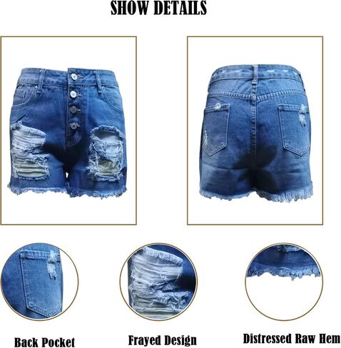 QJBMEI Women's Ripped American Flag Printed Denim Shorts High Waisted Frayed Raw Hem Casual Jeans Shorts in Saudi Arabia