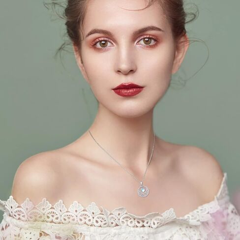 قلادة Eejek الهلال القمر 925 فضة عقدة سلتيك القلائد Moonstone مجوهرات الحظ هدايا للنساء الفتيات in Kuwait