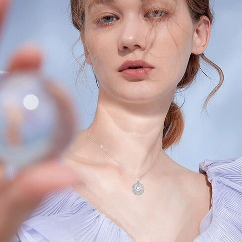 قلادة Eejek الهلال القمر 925 فضة عقدة سلتيك القلائد Moonstone مجوهرات الحظ هدايا للنساء الفتيات in Kuwait