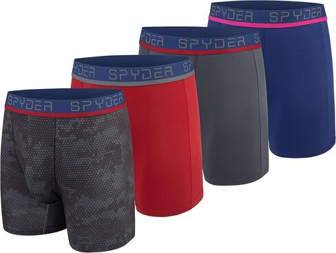 Spyder Mens Boxer Briefs 4 Pack Poly Spandex Performance Boxer Briefs Underwear in Saudi Arabia
