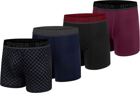 Spyder Mens Boxer Briefs 4 Pack Poly Spandex Performance Boxer Briefs Underwear in Saudi Arabia