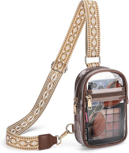 BesTour Clear Sling Bag,Clear Crossbody Bag Stadium Approved, Clear Chest Bag for Women,TPU Transparent Waist Bag Fanny Pack with Adjustable Strap for Sports,Concerts, Festivals-Black in Kuwait