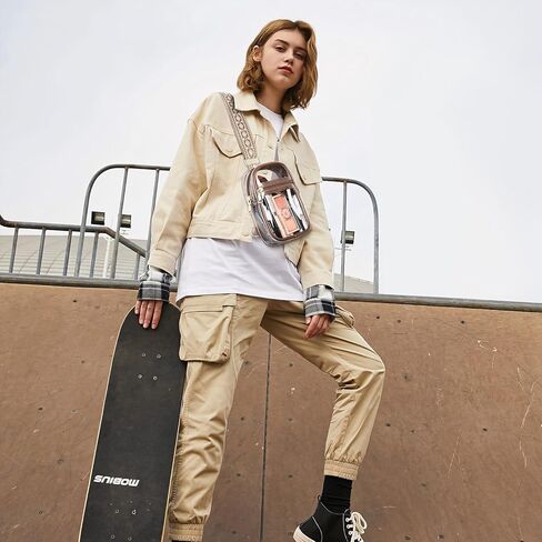 BesTour Clear Sling Bag,Clear Crossbody Bag Stadium Approved, Clear Chest Bag for Women,TPU Transparent Waist Bag Fanny Pack with Adjustable Strap for Sports,Concerts, Festivals-Black in Kuwait