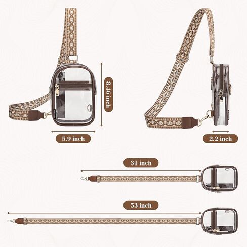 BesTour Clear Sling Bag,Clear Crossbody Bag Stadium Approved, Clear Chest Bag for Women,TPU Transparent Waist Bag Fanny Pack with Adjustable Strap for Sports,Concerts, Festivals-Black in Kuwait