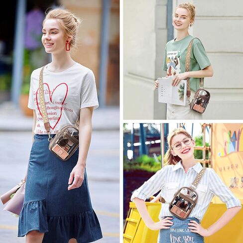 BesTour Clear Sling Bag,Clear Crossbody Bag Stadium Approved, Clear Chest Bag for Women,TPU Transparent Waist Bag Fanny Pack with Adjustable Strap for Sports,Concerts, Festivals-Black in Kuwait