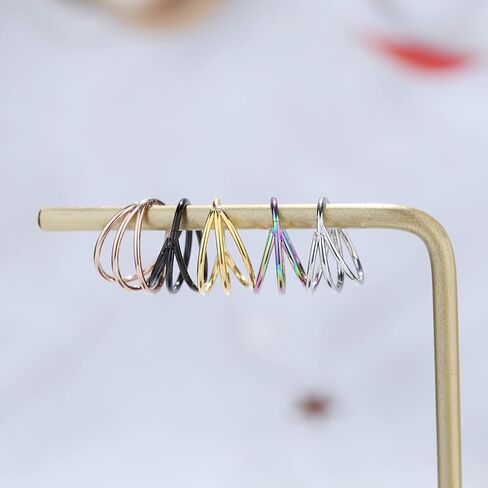 FASACCO 5 Pcs 20G 18G 16G Nose Rings Hoop Set Double Triple 316L Surgical Steel Nose Hoop Helix Septum Piercing Cartilage Hoop for Women in Kuwait