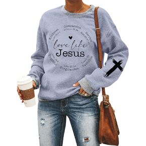 LOTUCY Christian Sweatshirts Women Love Like Jesus T Shirt Faith Religious Saying Inspirational Long Sleeve Pullover