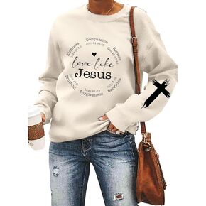 تي شيرت LOTUCY كريستيان للسيدات يحبون مثل يسوع تي شيرت الإيمان الديني المقولة الملهمة بأكمام طويلة in Kuwait