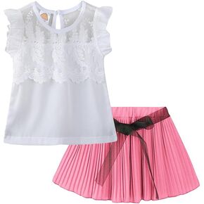 LittleSpring Little Girls Summer Outfits 2 Pcs Clothes Set Cute Casual