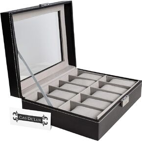 Watch Box Organizer Pillow Case 10 Slot Watch Box With Framed Glass Lid Watch Display Case for Men and Women Watch Boxes and Jewelry Watch Case in Saudi Arabia