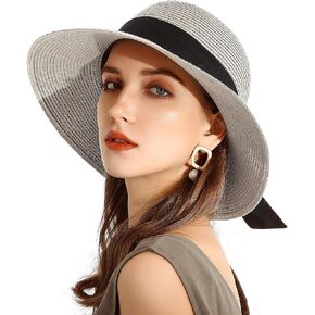 Somaler Womens Straw Sun Hats Wide Brim Foldable Beach Hats UV UPF 50+ Summer Sun Travel Hat for Women in Kuwait