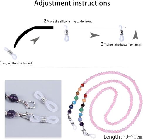 TUMBEELLUWA الريكي 7 شقرا حجر الخرز النظارات سلسلة كريستال مطرز قلادة النظارات الشمسية التجنيب حامل in Kuwait