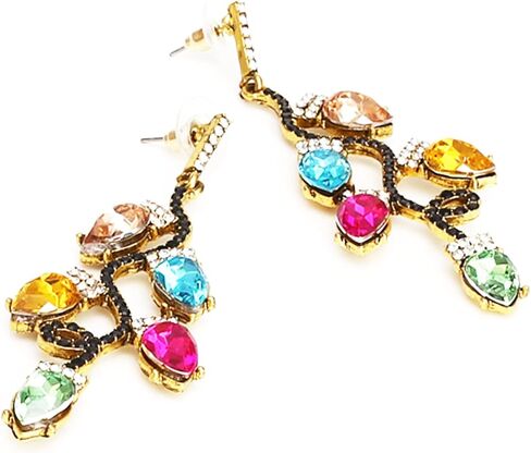 Christmas Earrings for Women Girls Colorful Crystal Bulb Candy Cane Bow Dangle Earrings Holiday Christmas Gift Xmas Light Earrings Jewelry in Kuwait