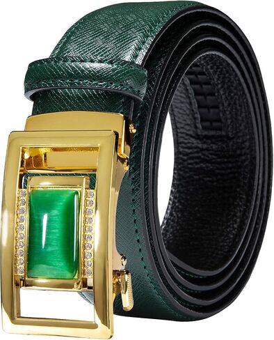 Barry.Wang Mens Ratchet Belt,Genuine Leather Belt with Automatic Buckle Alloy,Gift Set for Men in Kuwait
