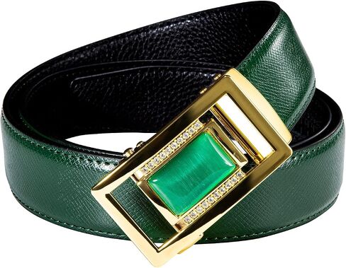 Barry.Wang Mens Ratchet Belt,Genuine Leather Belt with Automatic Buckle Alloy,Gift Set for Men in Kuwait