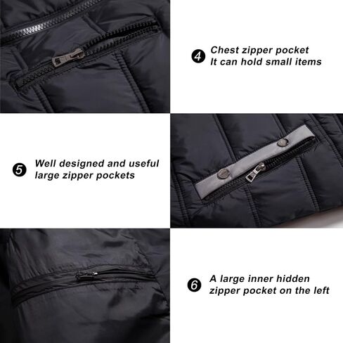 VtuAOL Men's Puffer Vest Outdoor Hooded Padded Vest Softshell Thick Outerwear Vest for Travel Hiking in Kuwait