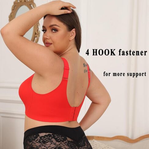 حمالة صدر نسائية لاسلكية من SHISUTA، دعم عالي، تغطية كاملة، مقاس كبير، حمالة صدر مريحة بدون خياطة، 4 خطافات يومية in Kuwait