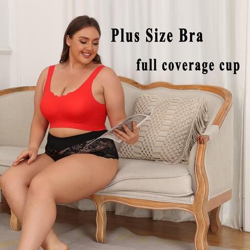 حمالة صدر نسائية لاسلكية من SHISUTA، دعم عالي، تغطية كاملة، مقاس كبير، حمالة صدر مريحة بدون خياطة، 4 خطافات يومية in Kuwait