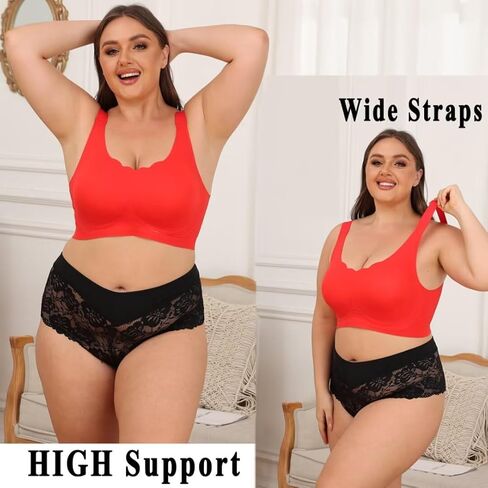 حمالة صدر نسائية لاسلكية من SHISUTA، دعم عالي، تغطية كاملة، مقاس كبير، حمالة صدر مريحة بدون خياطة، 4 خطافات يومية in Kuwait