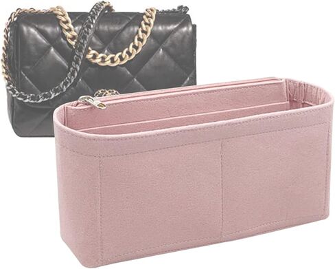 Lckaey Purse Organizer Insert for Chanel 19 Small bag with Side Zipper Pocket Handbag Chanel Maxi Flip bag Organizer Y002Lightgrey-S in Saudi Arabia