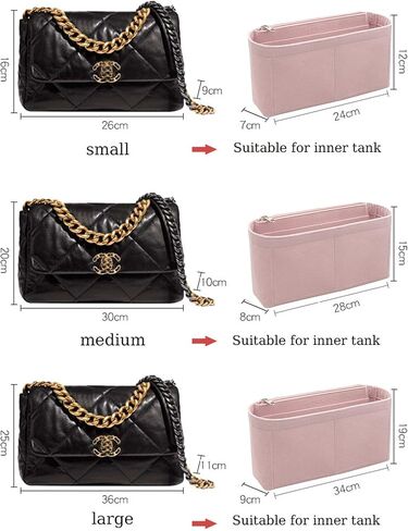 Lckaey Purse Organizer Insert for Chanel 19 Small bag with Side Zipper Pocket Handbag Chanel Maxi Flip bag Organizer Y002Lightgrey-S in Saudi Arabia