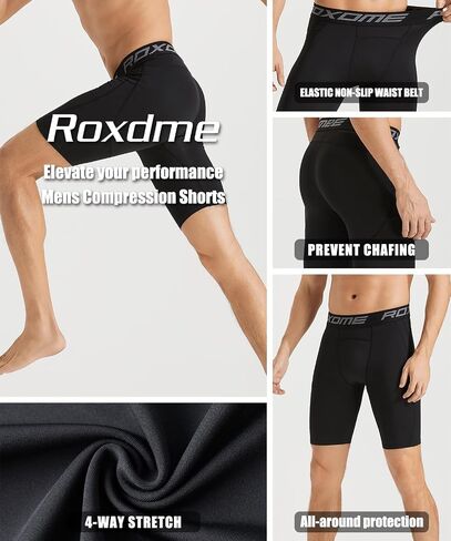 Roxdme 5 أو 1 حزمة السراويل ضغط الرجال دنة الرياضة السراويل الرياضية تجريب الجري الجوارب الأداء الملابس الداخلية in Kuwait
