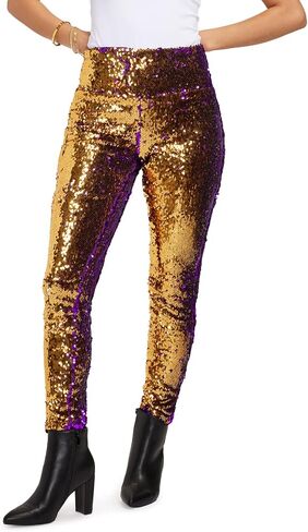 Tipsy Elves Mardi Gras Leggings - Comfortable Non See-Through Mid and High Waisted Stretch Leggings in Saudi Arabia