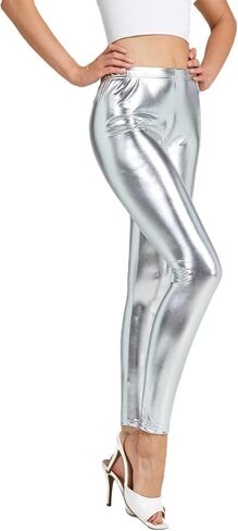 NewL Women Shiny Metallic Sports Leggings Bright Pencil Pant Fitness Fashion Jeggings Candy Color Trousers in Saudi Arabia