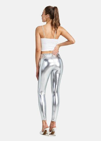 NewL Women Shiny Metallic Sports Leggings Bright Pencil Pant Fitness Fashion Jeggings Candy Color Trousers in Saudi Arabia