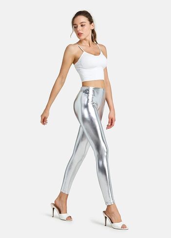 NewL Women Shiny Metallic Sports Leggings Bright Pencil Pant Fitness Fashion Jeggings Candy Color Trousers in Saudi Arabia