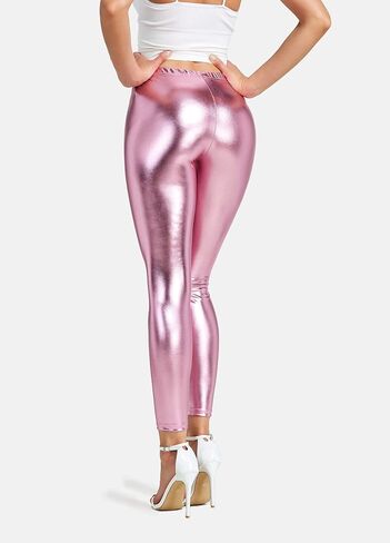 NewL Women Shiny Metallic Sports Leggings Bright Pencil Pant Fitness Fashion Jeggings Candy Color Trousers in Saudi Arabia