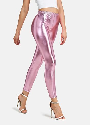 NewL Women Shiny Metallic Sports Leggings Bright Pencil Pant Fitness Fashion Jeggings Candy Color Trousers in Saudi Arabia