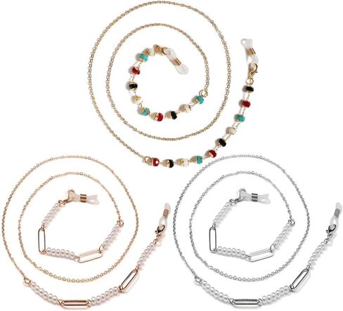 Tiwnefua 3PCS Glasses Strap Beaded Eyeglass Chains Eye Glass Holders Necklaces String Women Eyewear Retainer Chain in Saudi Arabia
