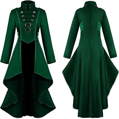 Gothic Steampunk Tailcoat Jacket for Women, Vintage Irregular Tuxedo Victorian Frock Coat Medieval Halloween Vampire Costumes in Saudi Arabia