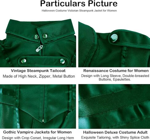 Gothic Steampunk Tailcoat Jacket for Women, Vintage Irregular Tuxedo Victorian Frock Coat Medieval Halloween Vampire Costumes in Saudi Arabia