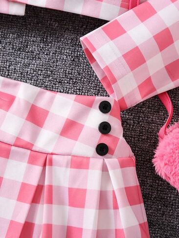 Floerns Girls 3 Piece Fuzzy Cami Top Long Sleeve Shirt Skater Skirts Set with Bag in Saudi Arabia