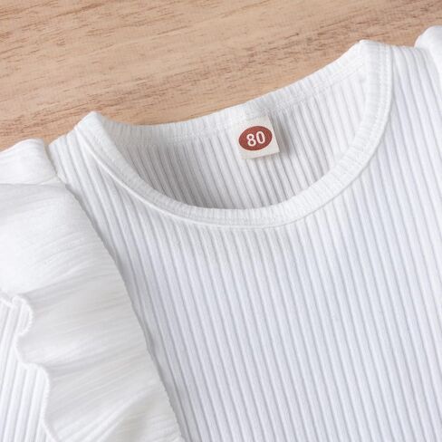 LYQTloml Toddler Girl Outfits Fall Winter Clothes Knitted Cotton Solid Color Ruffle Long Sleeves Tops+ Mini Skirts Set in Kuwait