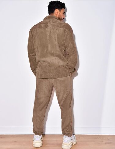 Men's 2 Piece Outfits Corduroy Casual Long Sleeve Shirt Pant Sets Fall Fashion Tracksuits in Saudi Arabia