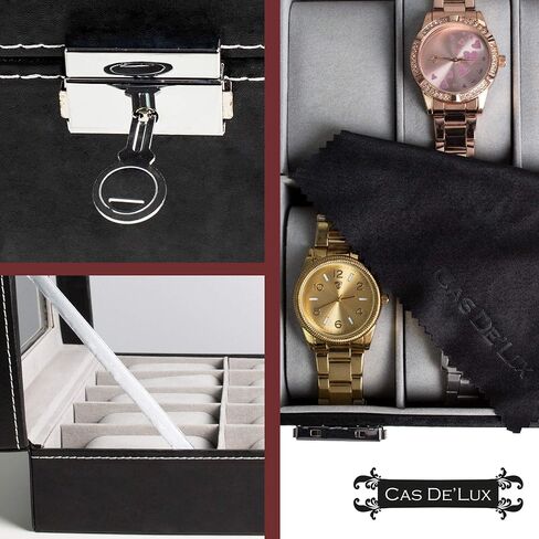 Watch Box Organizer Pillow Case 10 Slot Watch Box With Framed Glass Lid Watch Display Case for Men and Women Watch Boxes and Jewelry Watch Case in Saudi Arabia