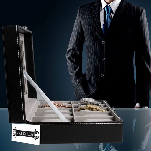 Watch Box Organizer Pillow Case 10 Slot Watch Box With Framed Glass Lid Watch Display Case for Men and Women Watch Boxes and Jewelry Watch Case in Saudi Arabia