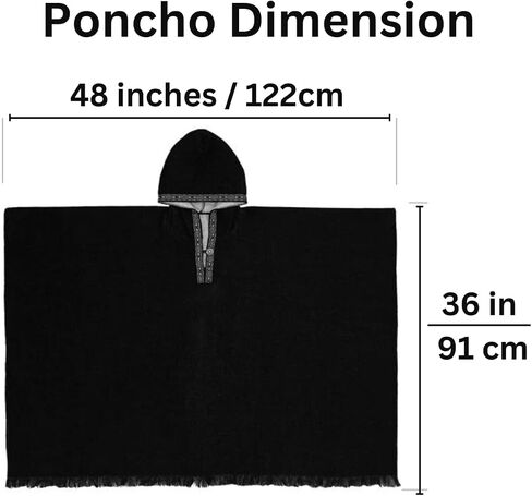 DAVLINA, Alpaca Wool Poncho Hooded - Thick, Breathable, Hypoallergenic and Non-Itchy. Warm and Soft Wool Poncho (Standard, Solid Black) in Saudi Arabia