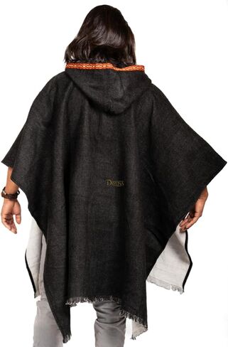 DAVLINA, Alpaca Wool Poncho Hooded - Thick, Breathable, Hypoallergenic and Non-Itchy. Warm and Soft Wool Poncho (Standard, Solid Black) in Saudi Arabia