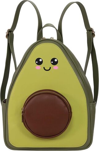تذكر مثل الأمس - محفظة حقيبة الظهر Kawaii Avocado | حقيبة ظهر عصرية للنساء والأطفال | جلد صناعي in Saudi Arabia