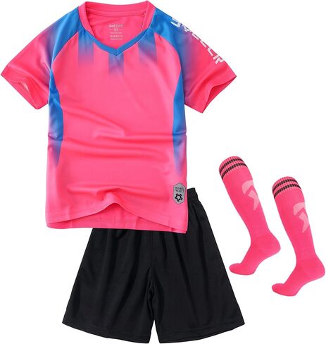 Kids Soccer Jersey Set with Socks for Boys Girls Uniform Athletic Jersey Sportswear Kit in Saudi Arabia