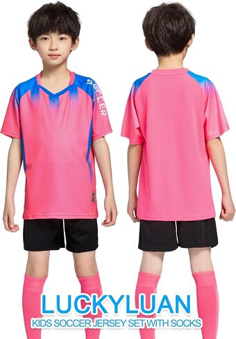 Kids Soccer Jersey Set with Socks for Boys Girls Uniform Athletic Jersey Sportswear Kit in Saudi Arabia