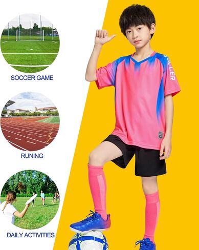 Kids Soccer Jersey Set with Socks for Boys Girls Uniform Athletic Jersey Sportswear Kit in Saudi Arabia