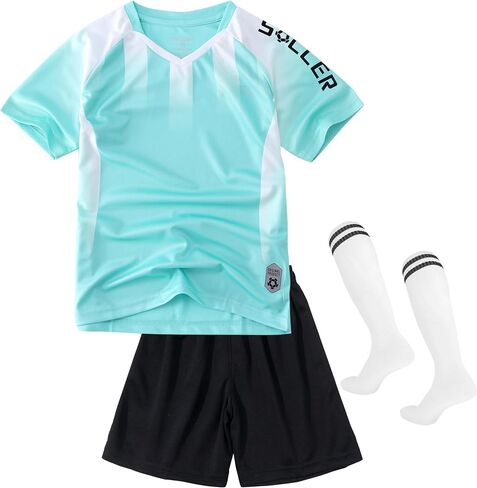 Kids Soccer Jersey Set with Socks for Boys Girls Uniform Athletic Jersey Sportswear Kit in Saudi Arabia