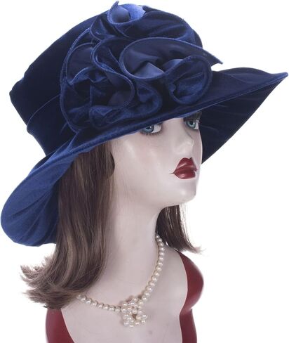 Lawliet Womens Wedding Occasion Formal Wide Brim Church Dressy Velvet Winter Hat A389 in Saudi Arabia