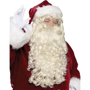 shecool Blonde Deluxe Santa Beard and Wig Set - Blonde Santa Wig with 23'' Blonde Santa Beard, Glasses, Eyebrow and Wig Cap for Christmas Costumes Party Cosplay SL037 in Kuwait